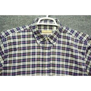 Vintage Twickers By Kenneth Gordon Men Large Plaid Shirt Long Sleeve Cotton